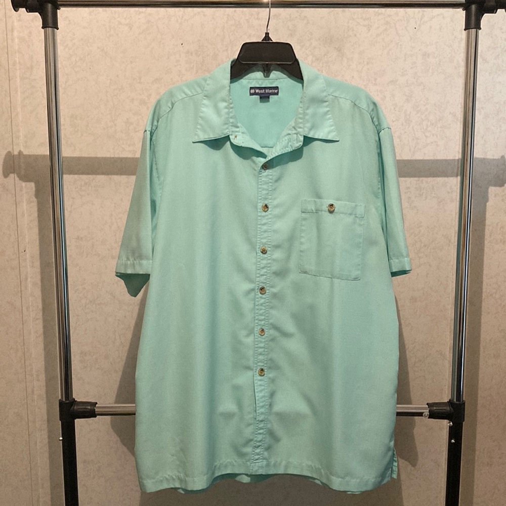 West Marine Short sleeve button up XXL Light Teal color